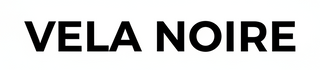 VELA NOIRE (in all capital white background black text in Helvetica typograpy)