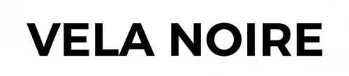 VELA NOIRE (in all capital white background black text in Helvetica typograpy)